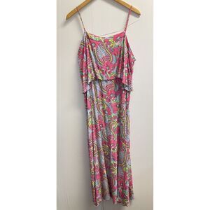 Scoop NYC‎ Women's XL Pink Paisley Tiered Maxi Dress